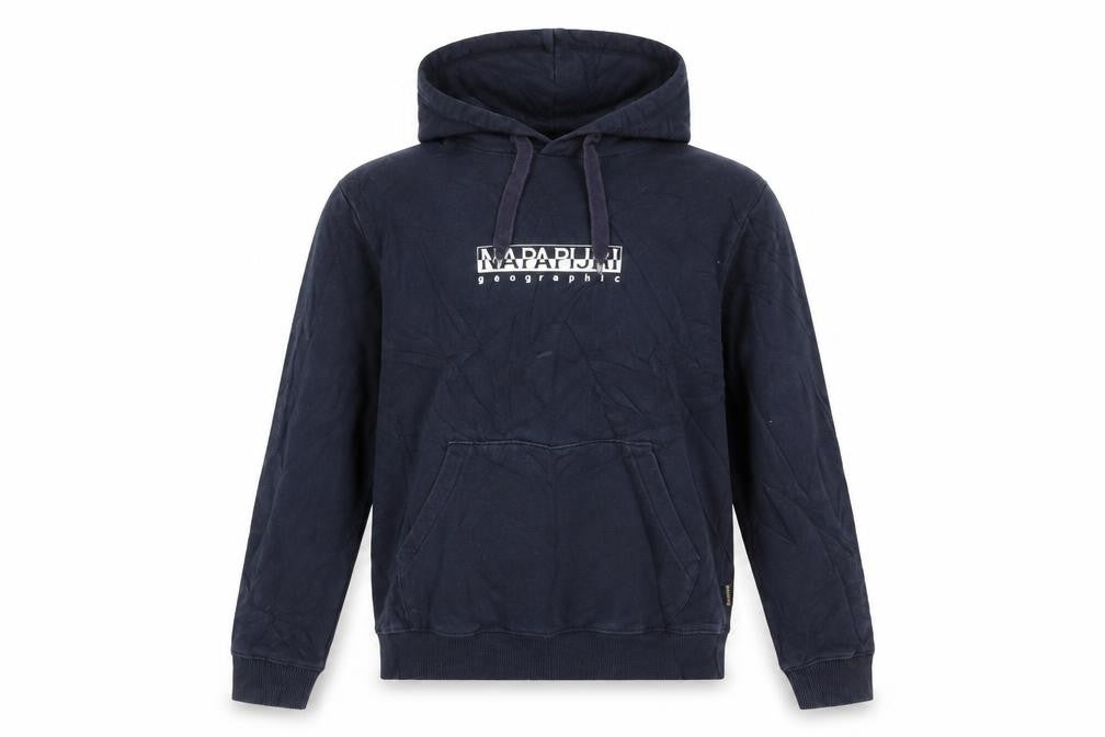 Napapijri Men's Blue XS Pullover Hoodie with Logo Print