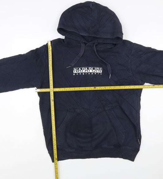 Napapijri Men's Blue XS Pullover Hoodie with Logo Print