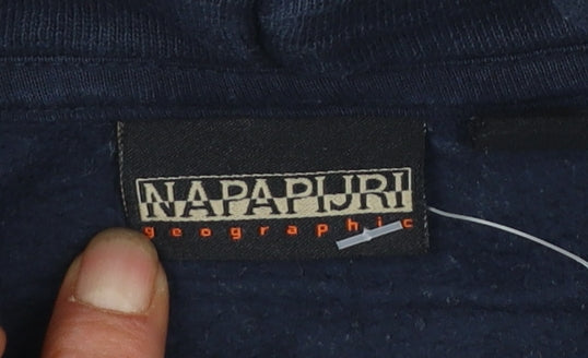 Napapijri Men's Blue XS Pullover Hoodie with Logo Print