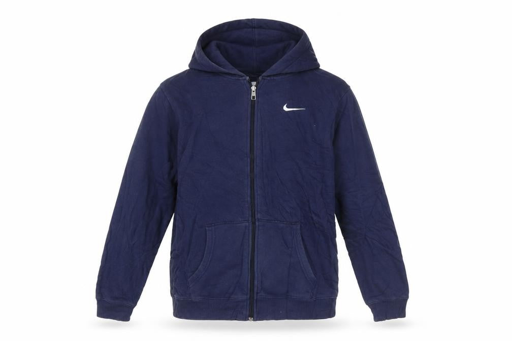 Front view of Nike Teens Blue Full Zip Hoodie XL Sports Cotton Fleece