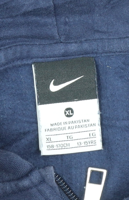 Nike Teens Blue Full Zip Hoodie XL Sports Cotton Fleece