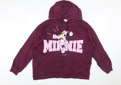 Disney Women’s Burgundy Minnie Mouse Hoodie XL Pullover Sweatshirt