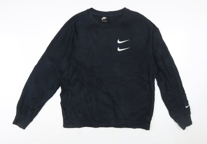 Nike Men's Black Crew Neck Pullover Sweatshirt L Graphic Logo