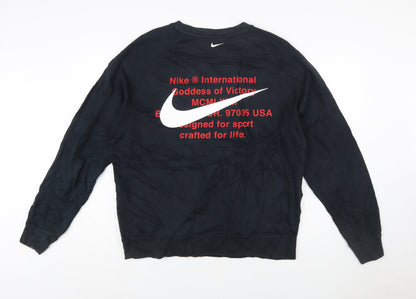 Nike Men's Black Crew Neck Pullover Sweatshirt L Graphic Logo