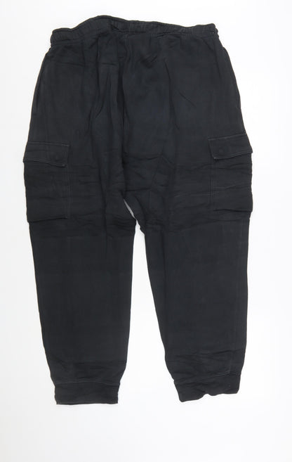 Nike Women Black XL Cargo Jogger Trousers Cotton Blend