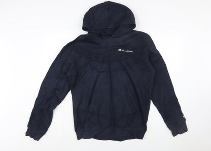 Champion Men's Blue Pullover Hoodie Medium Logo Fleece Sweatshirt