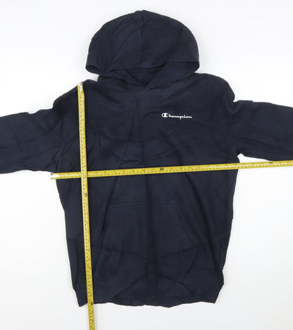 Champion Men's Blue Pullover Hoodie Medium Logo Fleece Sweatshirt