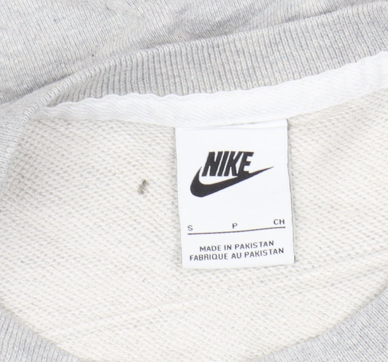 Nike Men's Grey Small Pullover Crew Neck Logo Sweatshirt