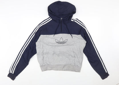 adidas Men’s Blue Grey Pullover Hoodie Size S Regular Fit