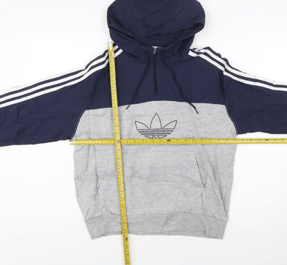 adidas Men’s Blue Grey Pullover Hoodie Size S Regular Fit