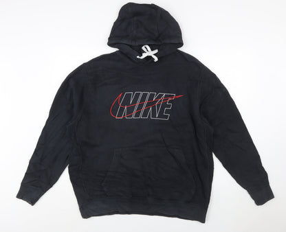 Nike Men’s Black XL Pullover Hoodie with Logo Fleece Sweatshirt