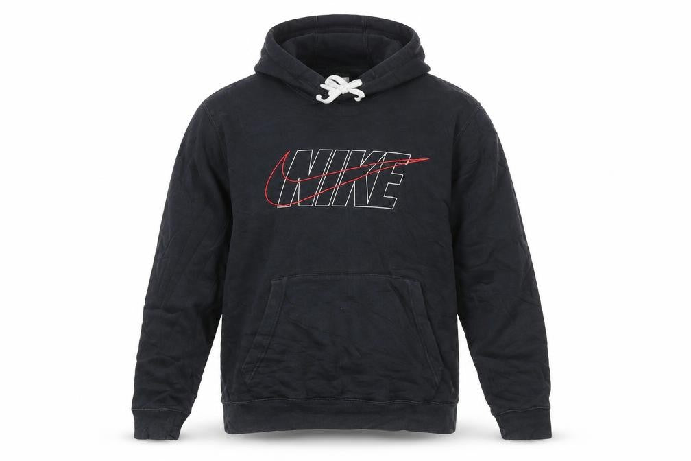 Nike Men’s Black XL Pullover Hoodie with Logo Fleece Sweatshirt