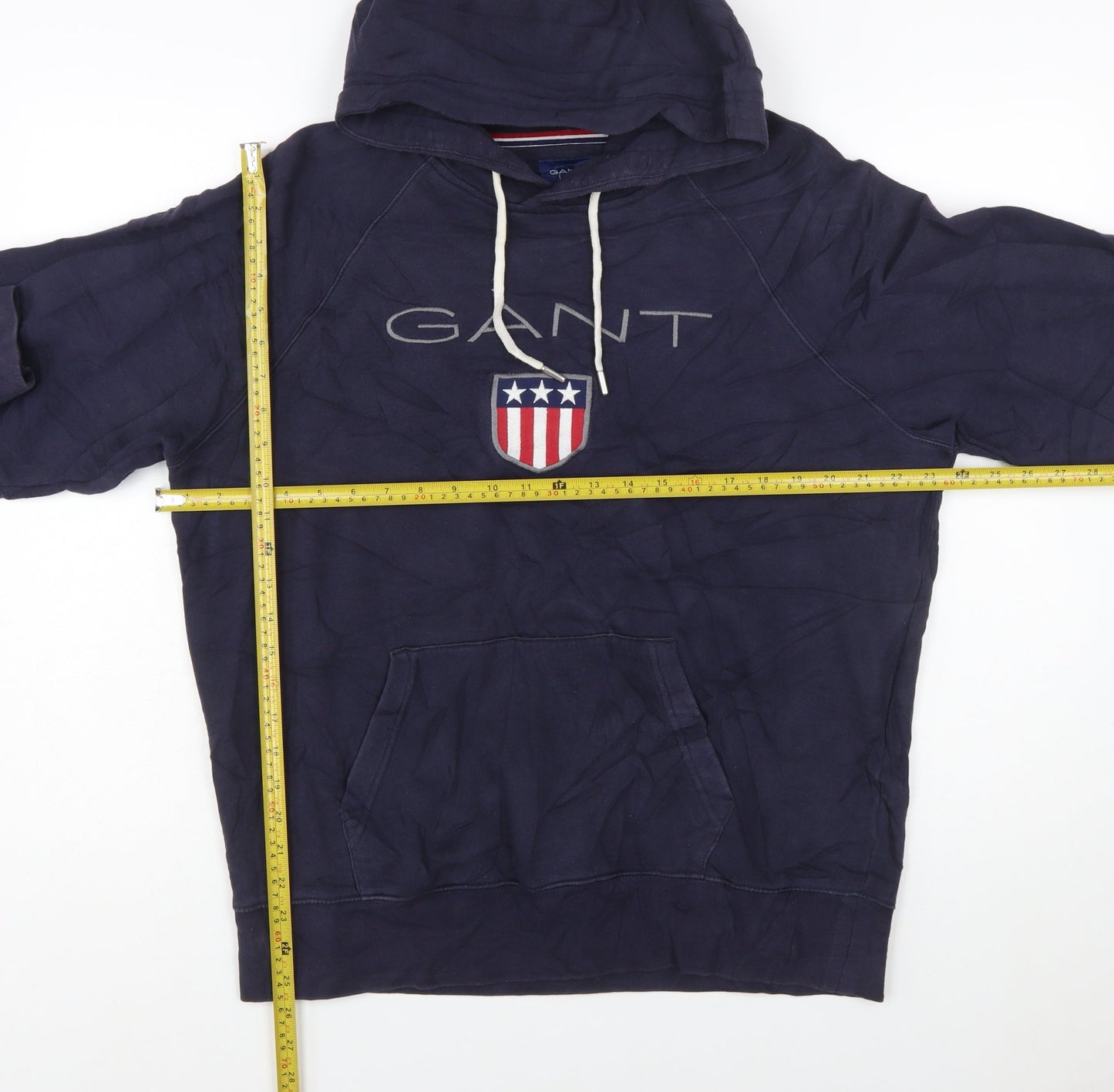 GANT Men's Blue Pullover Hoodie XL Logo Embroidered Fleece