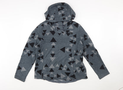 The North Face Women's Grey Geometric Fleece Pullover Hoodie L