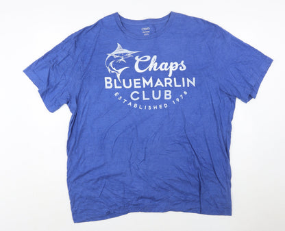 Chaps Men's Blue Graphic Print Crew Neck 2XL T-Shirt