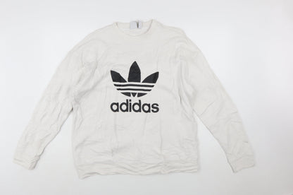 Adidas Men's White Trefoil Logo Pullover Sweatshirt Size M