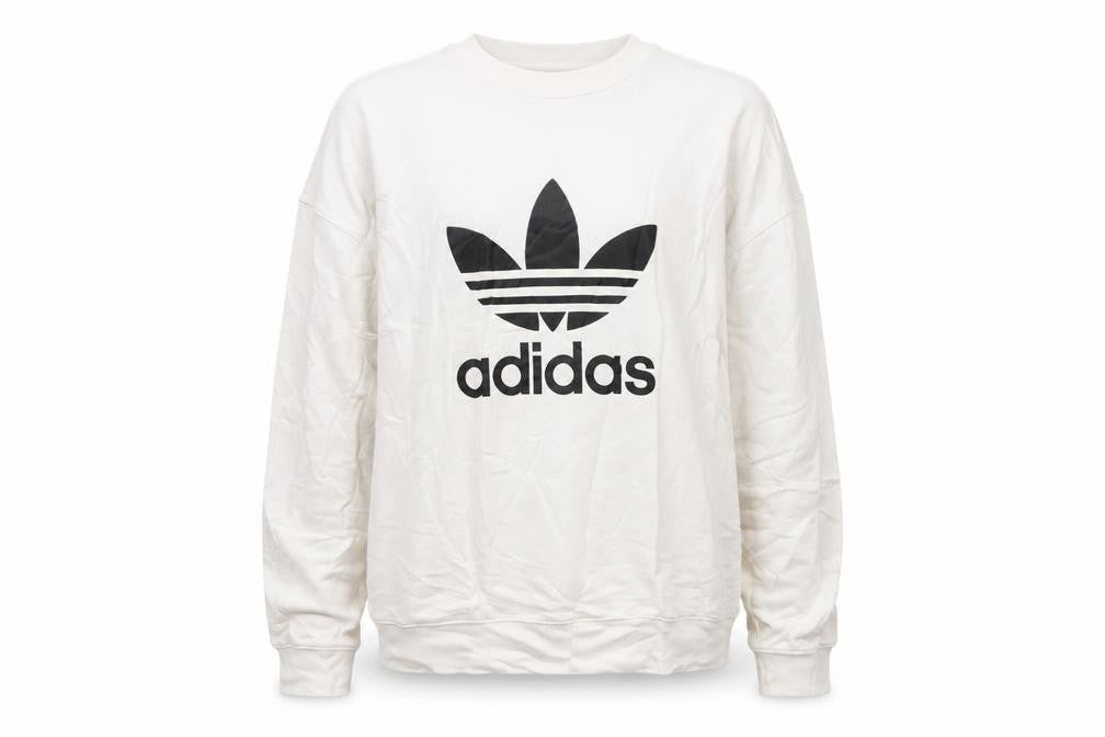 Adidas Men's White Trefoil Logo Pullover Sweatshirt Size M
