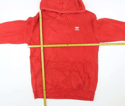 Adidas Mens Red Hoodie Medium Pullover Cotton Blend Logo Graphic