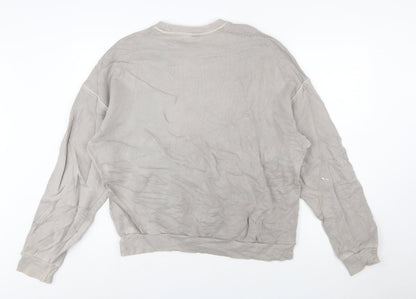 Reebok Womens Beige Crew Neck Pullover Sweatshirt Size M Cotton