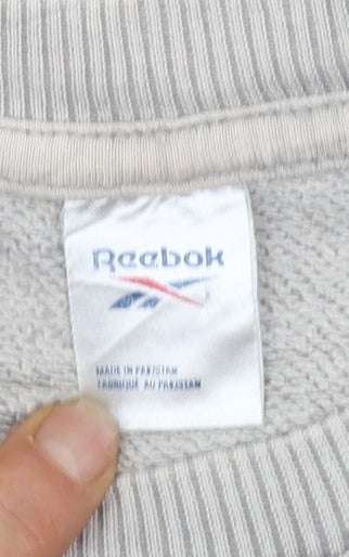 Reebok Womens Beige Crew Neck Pullover Sweatshirt Size M Cotton