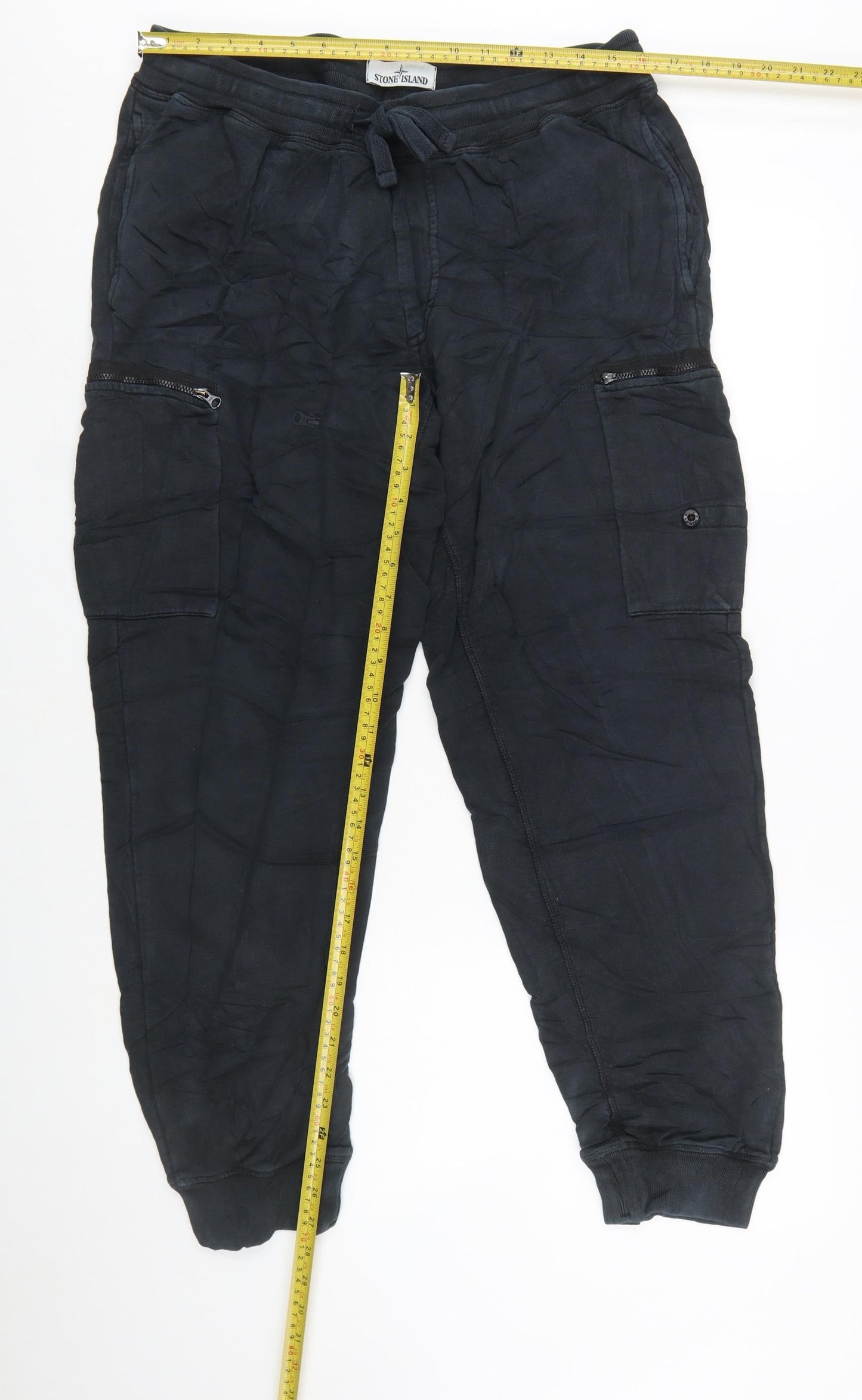 Stone Island Men’s Black Cargo Jogger Trousers L Cotton Stretch