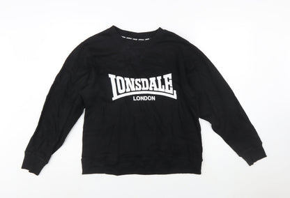 Lonsdale London Women's Black Cotton Blend Logo Sweatshirt Size 14