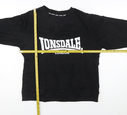 Lonsdale London Women's Black Cotton Blend Logo Sweatshirt Size 14
