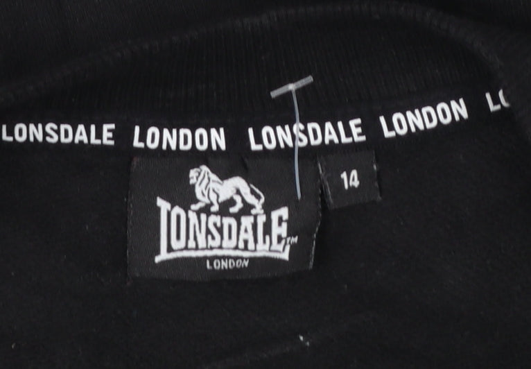 Lonsdale London Women's Black Cotton Blend Logo Sweatshirt Size 14