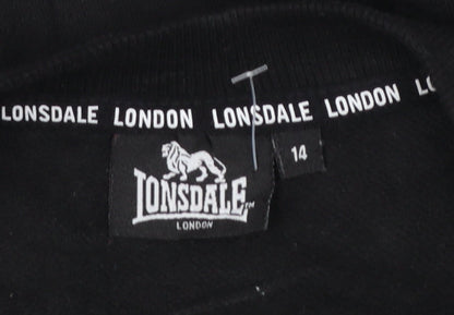Lonsdale London Women's Black Cotton Blend Logo Sweatshirt Size 14
