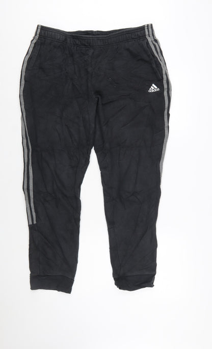 Adidas Mens Black XL Jogger Trousers with Stripe Detail