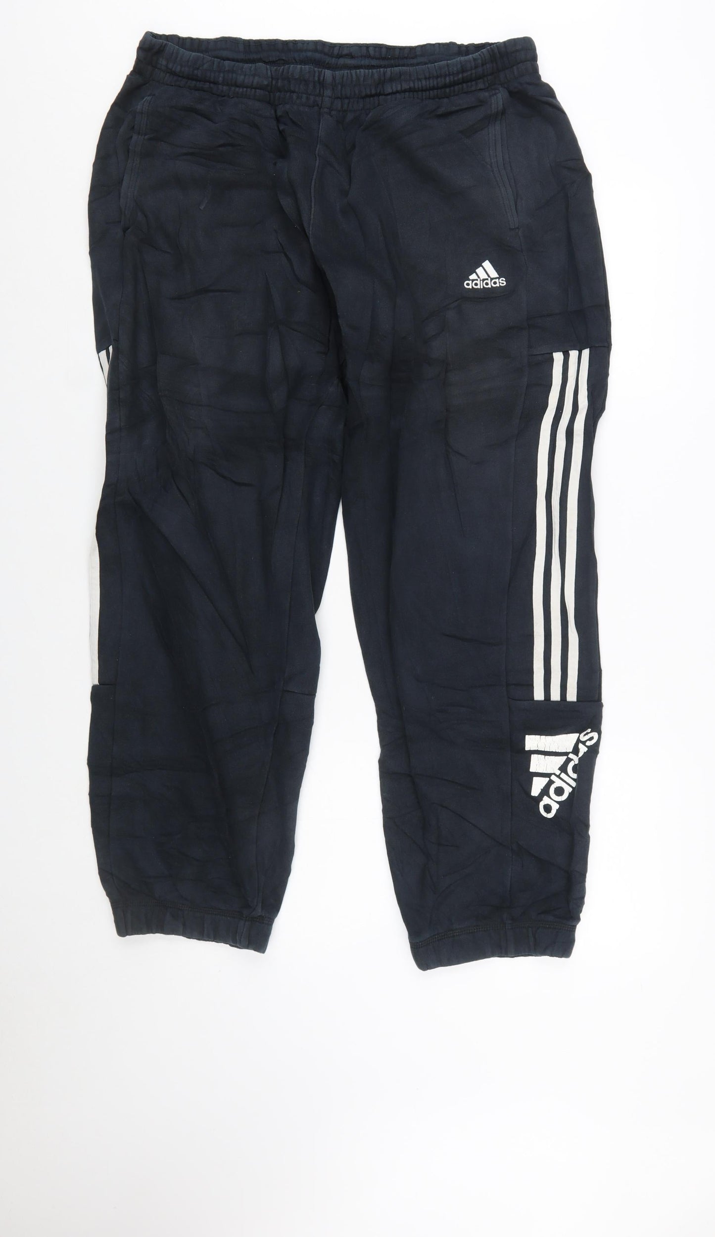 Adidas Men's Black XL Jogger Trousers with Stripes