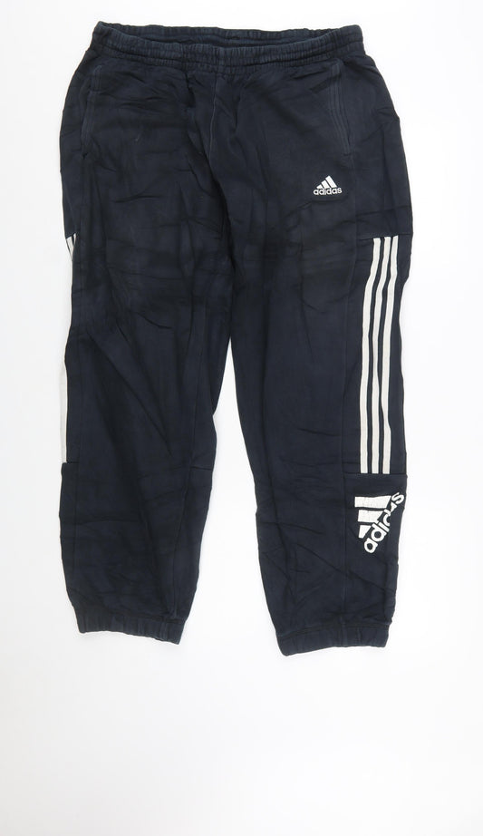 Adidas Men's Black XL Jogger Trousers with Stripes