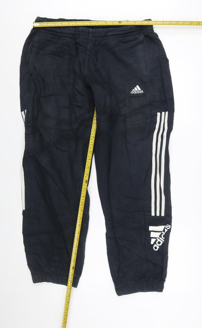 Adidas Men's Black XL Jogger Trousers with Stripes