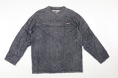 Reebok Men's Grey Pullover Sweatshirt L V-Neck Athletic Fit