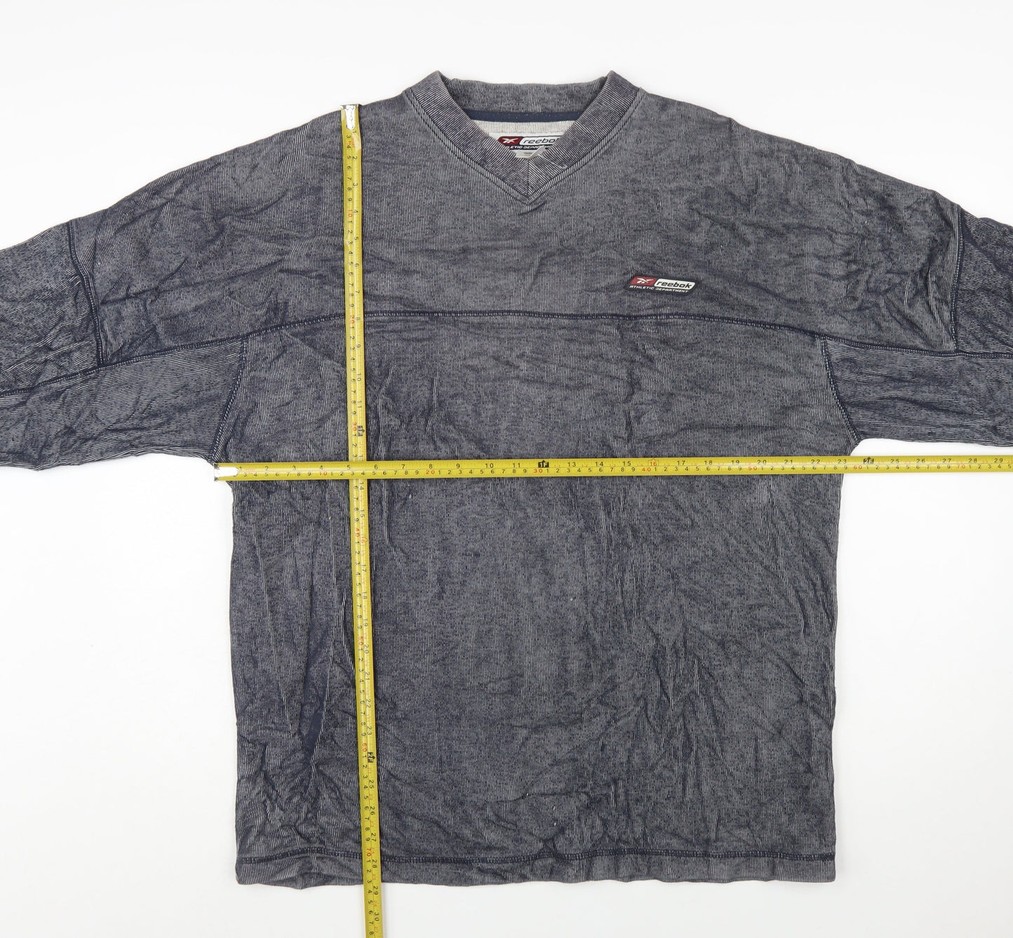 Reebok Men's Grey Pullover Sweatshirt L V-Neck Athletic Fit