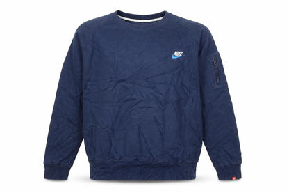 Nike Men's Blue Cotton Crew Neck Pullover Sweatshirt L