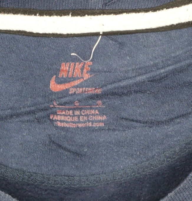 Nike Men's Blue Cotton Crew Neck Pullover Sweatshirt L