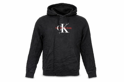 Calvin Klein Jeans Mens Black Pullover Hoodie L Logo Fleece