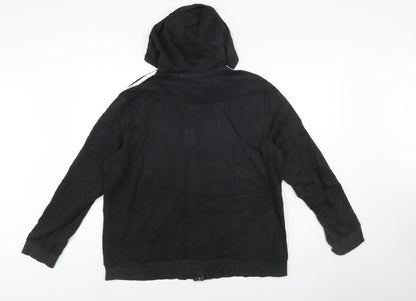 Adidas Men's Black 2XL Full Zip Hoodie with Logo Stripes