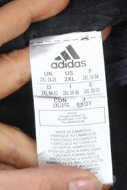 Adidas Men's Black 2XL Full Zip Hoodie with Logo Stripes