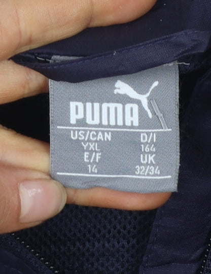 Puma Boys Blue Nylon Windbreaker Jacket Size 14 Years Lightweight Zip