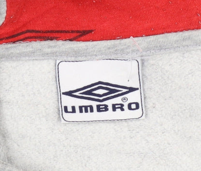 Umbro Mens Grey Pullover Hoodie M Sports Graphic Fleece