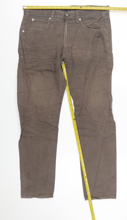 Armani Jeans Men's Brown Straight Leg Jeans Size 36 Regular Fit