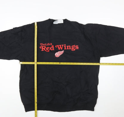 CCM Men's Black Detroit Red Wings Sweatshirt L Pullover Vintage Sports