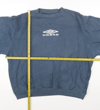 Umbro Men Blue L Pullover Crew Neck Retro Sports Sweatshirt