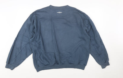 Umbro Men Blue L Pullover Crew Neck Retro Sports Sweatshirt
