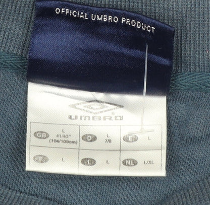 Umbro Men Blue L Pullover Crew Neck Retro Sports Sweatshirt