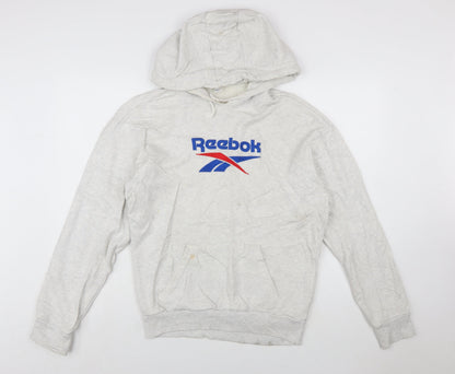 Reebok Mens Grey XS Pullover Hoodie Classic Logo Cotton Sweatshirt