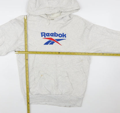Reebok Mens Grey XS Pullover Hoodie Classic Logo Cotton Sweatshirt