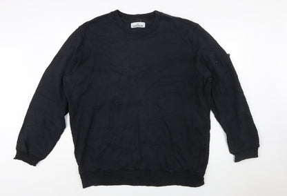 Stone Island Men's Black 3XL Cotton Crew Neck Pullover Sweatshirt